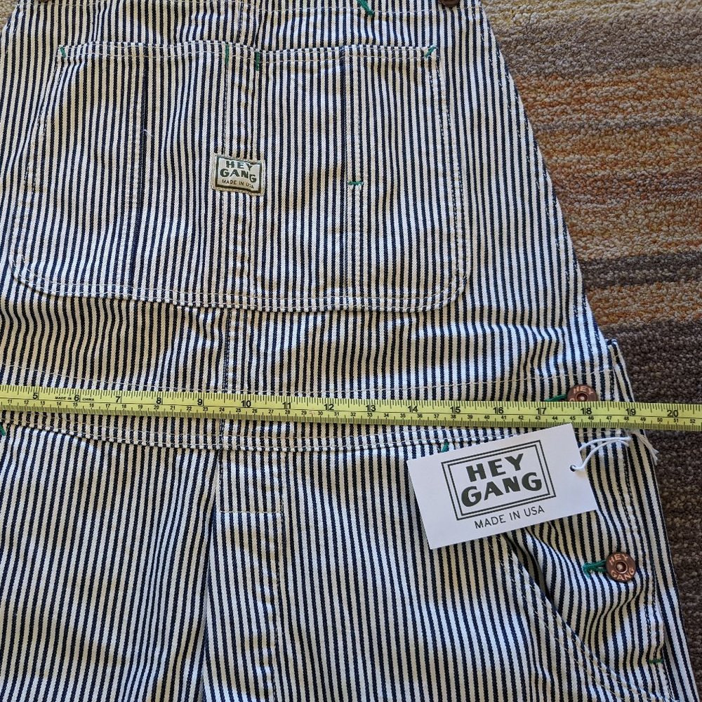Hey Gang Railroad Stripe unisex overalls size 2